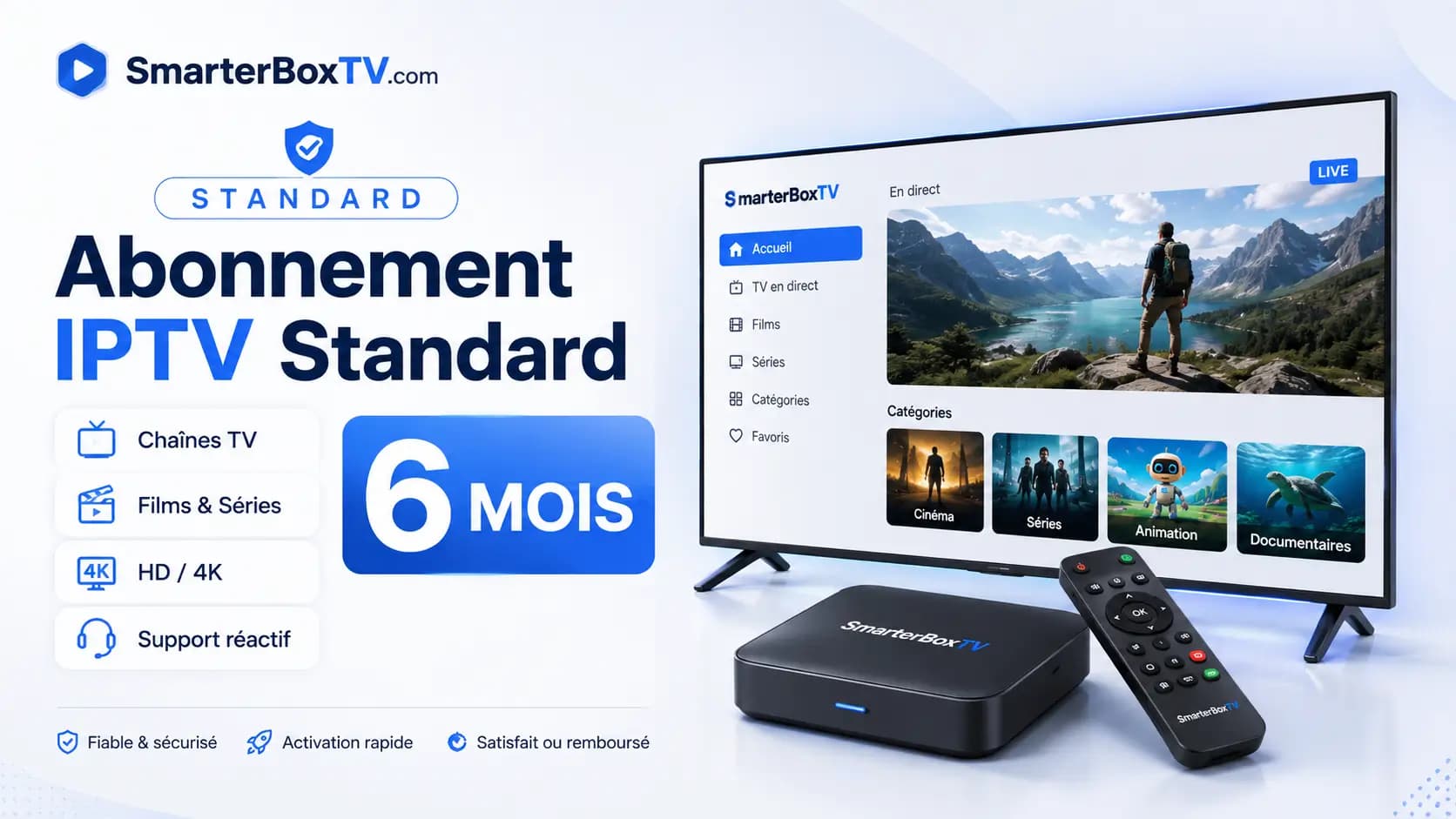 Abonnement IPTV Standard 6 mois SmarterBoxTV