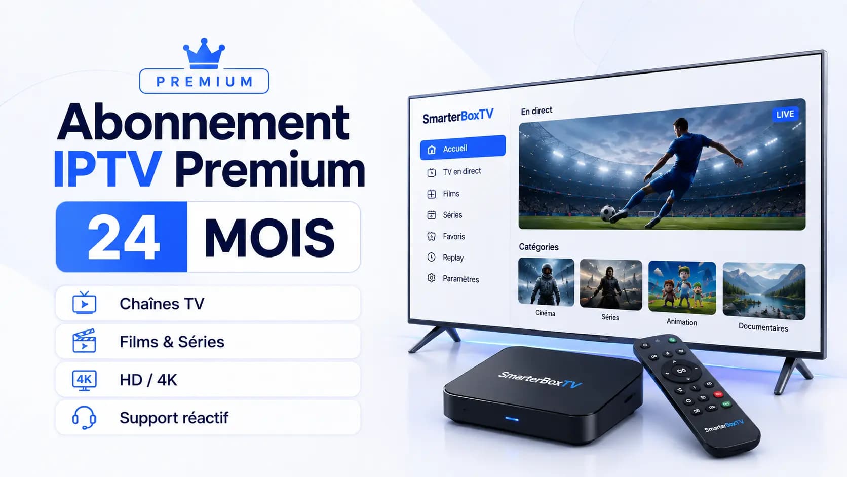 Abonnement IPTV Premium 24 mois SmarterBoxTV
